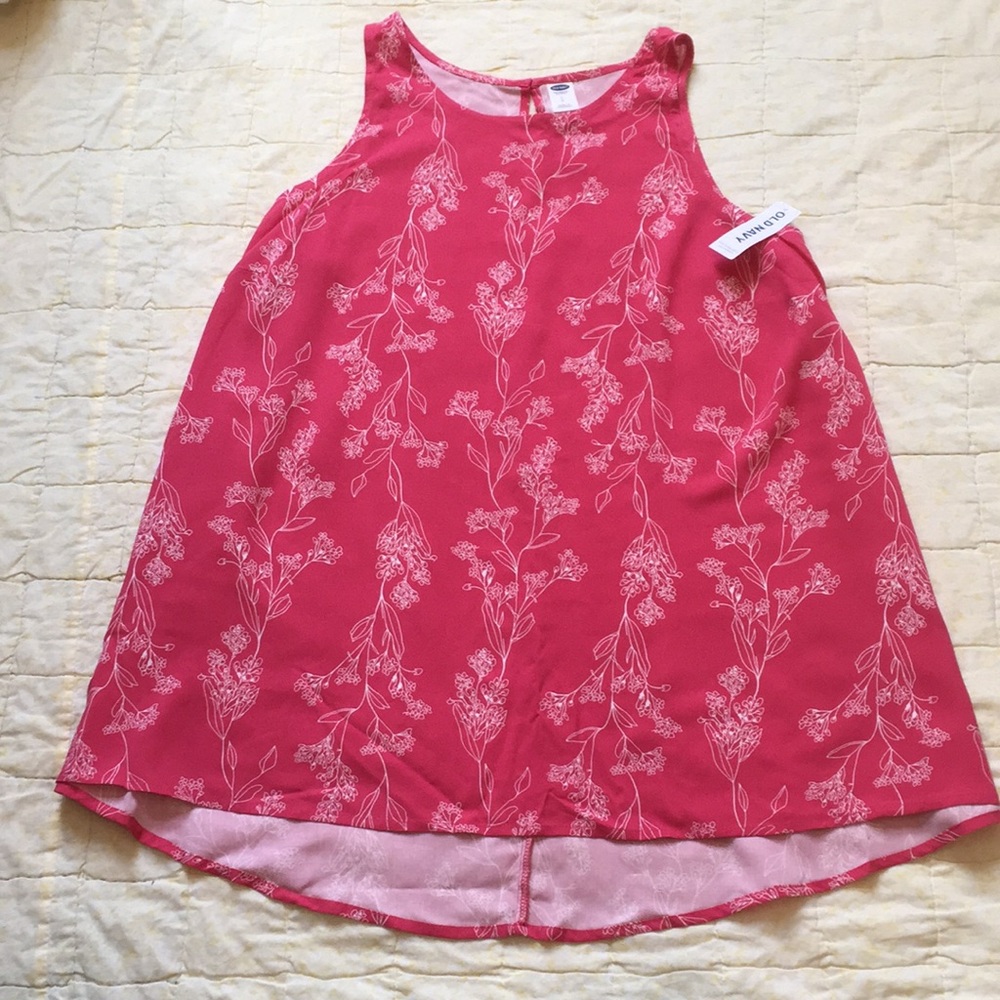 Sweet Salmon Pink Tank Top with Wildflower Print